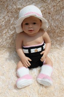 New Cute Handmade Knit Crochet Cowboy Baby Hats Boots Nappy Newborn Photo Prop