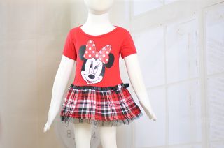 New Cute Baby Girls Minnie Clothes Summer Short Sleeved Red Dress for 1 6Years