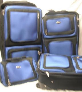 US Traveler New Yorker 4 Piece Luggage Set Expandable Royal Blue