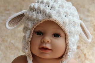 New Cute Handmade Cotton Lamb Sheep Baby Child Knit Hat Cap 9M 2Year Photo Prop