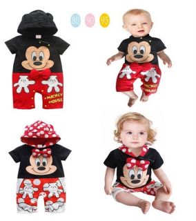 Baby Toddler Boys Girls Mickey Minnie Mouse Hoodies One Piece Outfits Sets