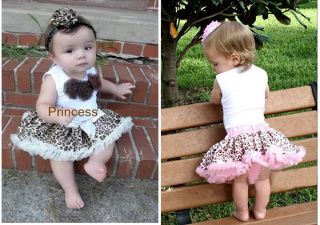 2pcs Baby Girl Kids Tutu Dress Top Skirt Brown Dress Leopard Clothes 1 2T Y