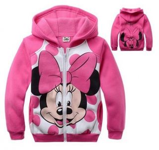 Lovely Minnie Mouse Kids Toddler Baby Girl Pink Zipper Fleece Funny Hoodies Coat