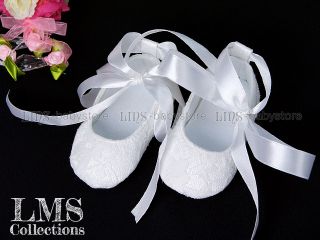 New Toddler Baby Girl White Lace Mary Jane Baptism Shoes Size 2 A894