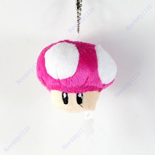 1 Pcs Super Mario Bros Mushroom Plush Doll Soft Toy Keychain Decoration Pendant