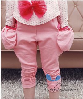 New Kids Clothes Cute Girls Pure Color Big Pockets Design Pants Trousers sz2 7Y