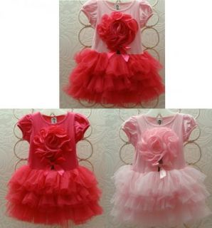 Girls Kids Pettiskirt Tutu Skirt 6 8Y Pink Party Dress Flower Pettidress Clothes