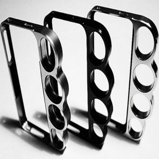 Brass Knuckle Ring Hard Case Cover Bumper Black Style for iPhone 5 5S Side Rim