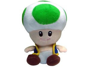 New Super Mario Bros Mushroom Plush Doll Toy Toad 7" Green Color for Kids' Gift
