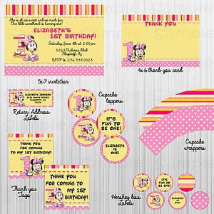 Complete Baby Minnie Mouse 1st Birthday Party Package Printable Girl Baby Shower