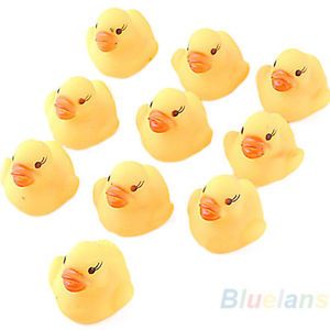 10x Baby Kids Children Bath Toy Cute Rubber Race Squeaky Duck Ducky Yellow B81U