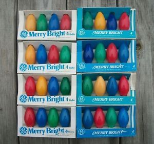 Big Lot GE Christmas Merry Bright Light Bulbs Lamps Vintage C9 Very Colorful