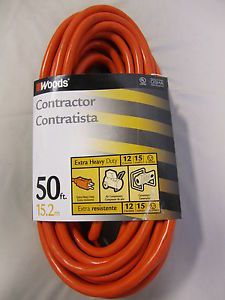 Woods 50' 3 Conductor 12 Gauge Heavy Duty Contractor Extension Cord