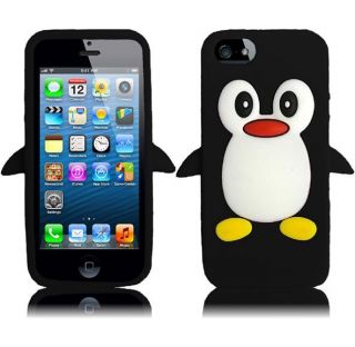Apple iPhone 5 Penguin Silicone Case Skin Cover Black