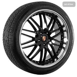 22” inch Black w Chrome Lip Porsche Cayenne Wheels Rims and Tires