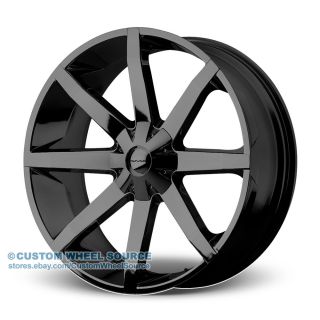 26" KMC Slide Black Rims for Cadillac Chevy Chevrolet Wheels