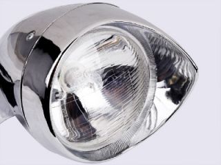 7" Metal Chrome Bullet Head Light Lamp w Visor for Harley Custom Chopper Bobber