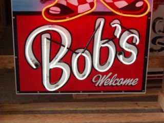 Huge "Bob's Big Boy Welcome" Neon Sign 30"X60"