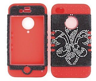 3 IN 1 HYBRID SILICONE COVER FOR APPLE IPHONE 4 4S HARD CASE SOFT RED RUBBER SKIN SAINTS FLEUR RD FD171 KOOL KASE ROCKER CELL PHONE ACCESSORY EXCLUSIVE BY MANDMWIRELESS: Cell Phones & Accessories