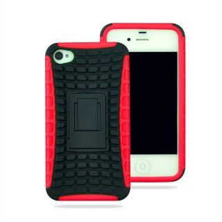 JBG Red/Black iphone 4/4S Snap on Hybrid Silicone and PC Material Case Protective Cover W/ Stand for Apple iPhone 4 4G 4S: Cell Phones & Accessories