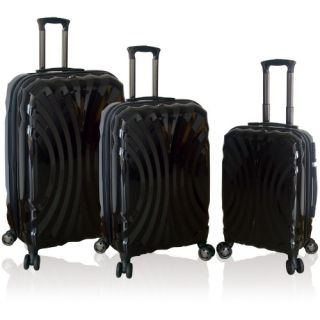 Travelers Club 3 Piece Super Durable Polycarbonate Luggage Set with 4x4 (8) Wheel System   Black   Luggage Sets