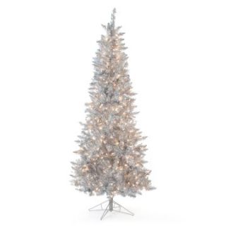 Silver Tiffany Tinsel Pre Lit Christmas Tree   Christmas Trees