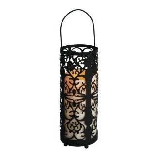   Outdoor Flameless Candle Lantern with Timer, Bisque, 5 by 12 1/2 Inch