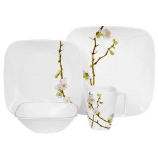 Corelle Cherry Blossom Square 16 Piece Dinnerware Set, Service for 4