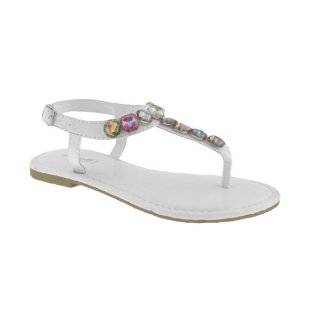   New York Patent Faux Leather & Iridescent Gems Girls Sandals White 3/4