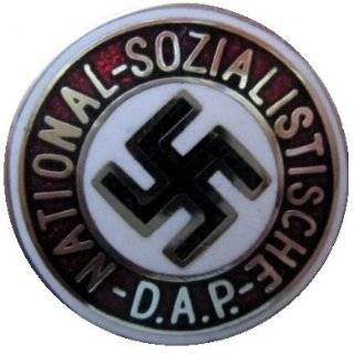   Swastika National Socialist Party PIN Image on 1.5 Pin back Button