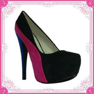   Coral Suede Colorblock Stiletto High Heel Pumps (Penelope44x) Shoes