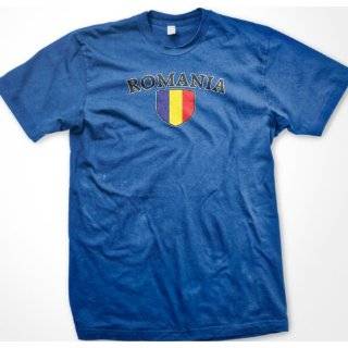   Flag Shield International Soccer T Shirt, Romanian Pride Mens T shirt