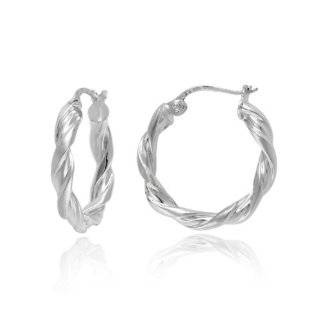 Sterling Silver Tarnish Free Twist Hoop Earrings (0.8 Diameter)