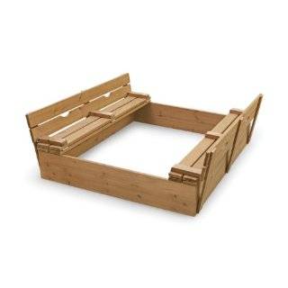 Badger Basket Covered Convertible Cedar Sandbox with Two Bench Seats 