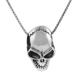  Evil Skull   Pendant Necklace Sterling Silver Jewelry