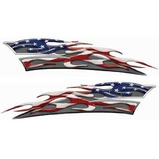 Reflective American Flag Motorcycle Gas Tank Flame Decals